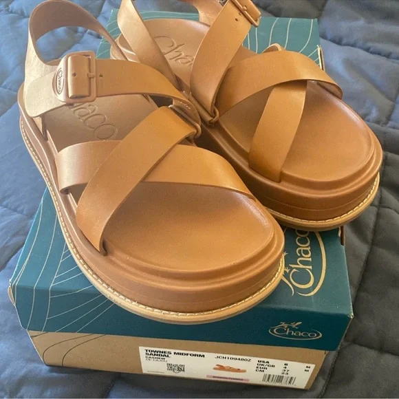 Chaco Tan Cross-Strap Sandals - Picture 2 of 2